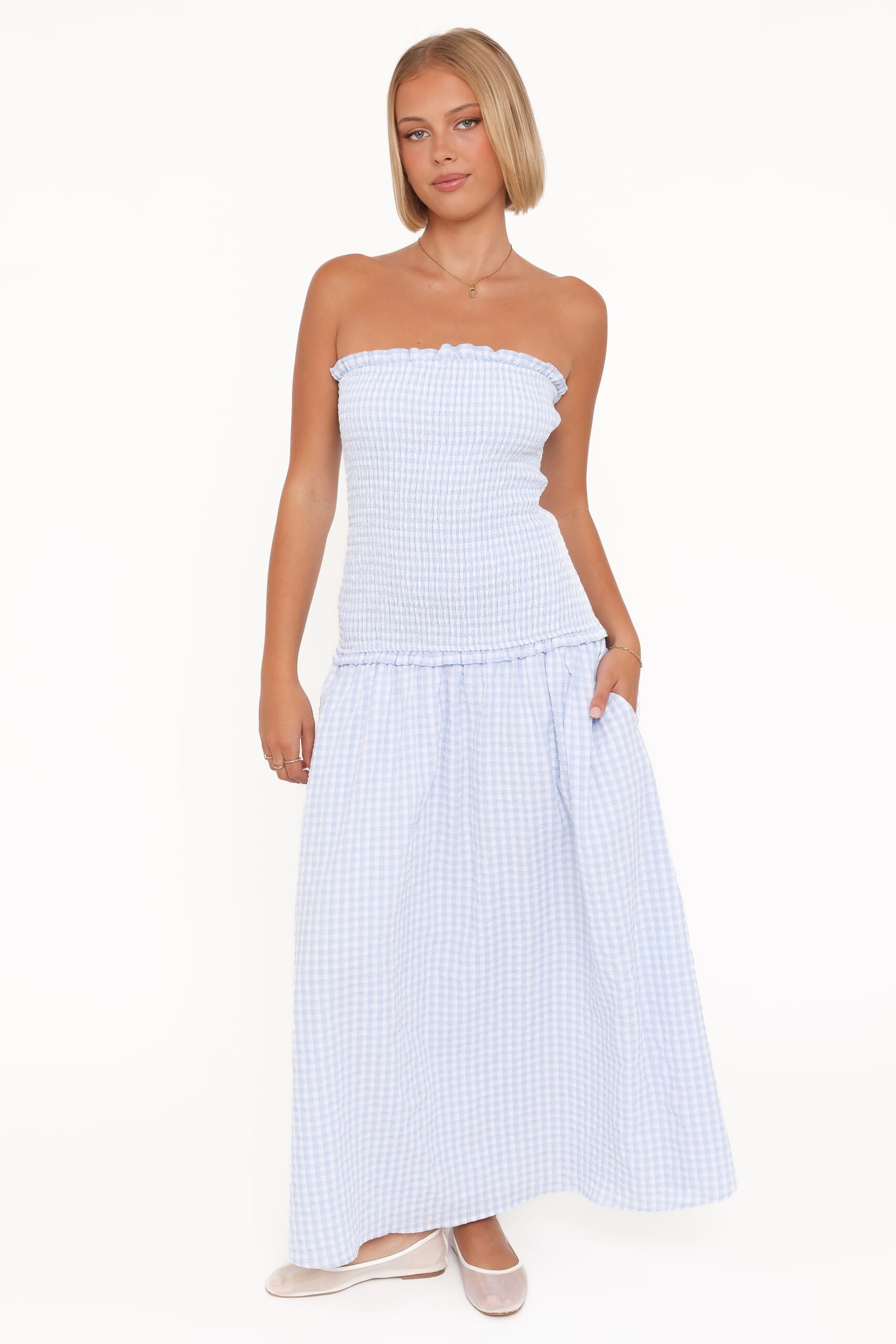 parkway maxi dress blue gingham parkway maxi dress blue gingham